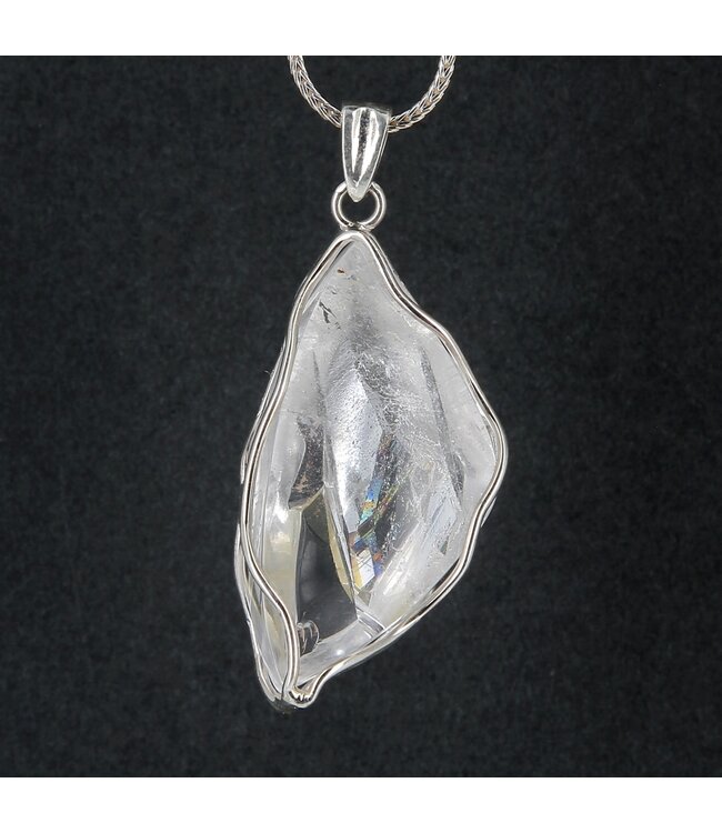 Luma Creation Pendentif Cristal de Roche avec Prisme Négatif cerclé Ag925