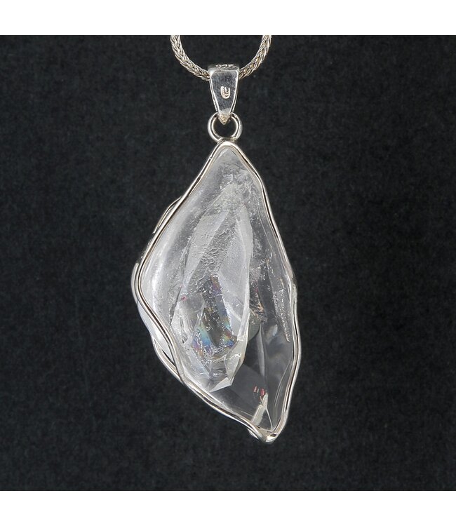 Luma Creation Pendentif Cristal de Roche avec Prisme Négatif cerclé Ag925