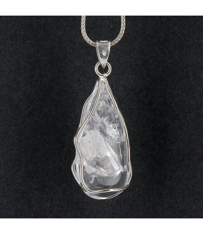 Luma Creation Pendentif Cristal de Roche avec Prisme Négatif cerclé Ag925
