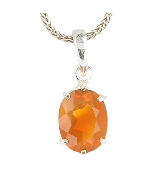 Luma Creation Pendentif opale de feu taillée ovale griffe Ag925