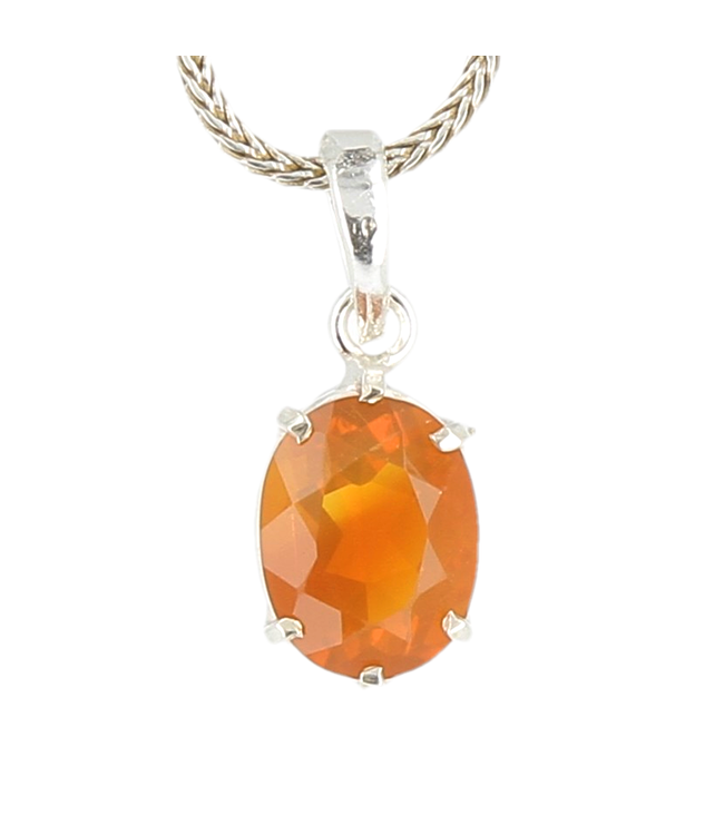 Luma Creation Pendentif opale de feu taillée ovale griffe Ag925