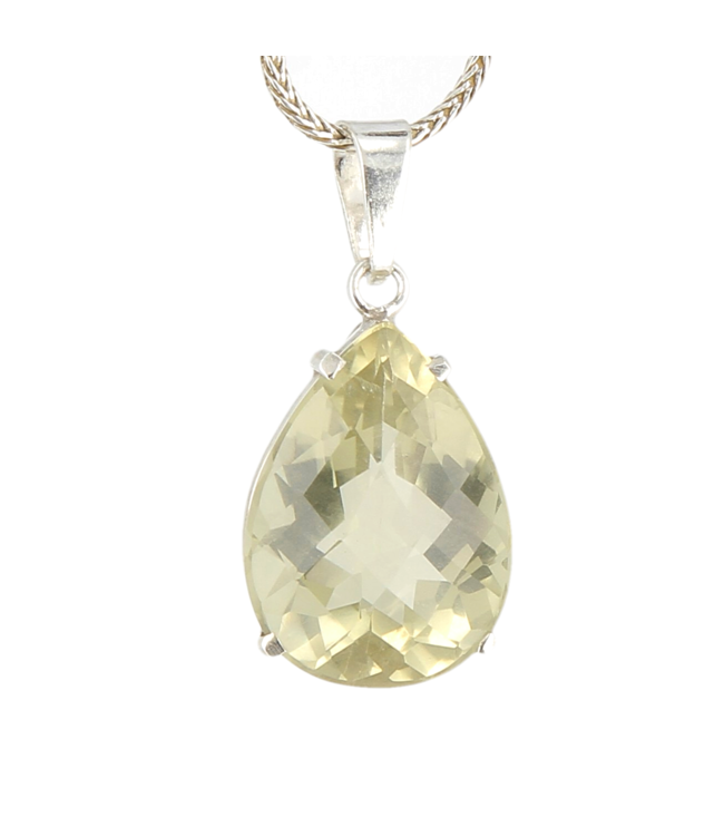 Luma Creation Pendentif citrine lemon taillée goutte griffe Ag925