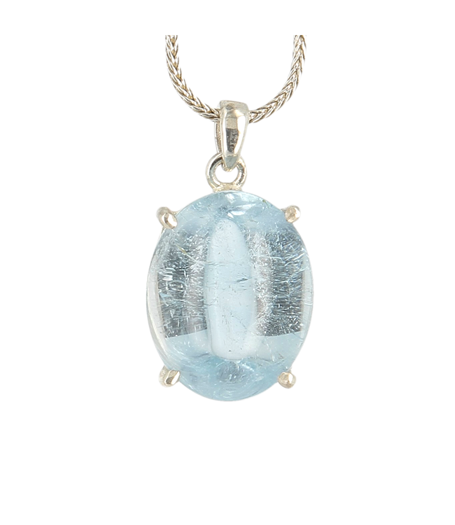 Luma Creation Pendentif aigue-marine ovale griffe Ag925