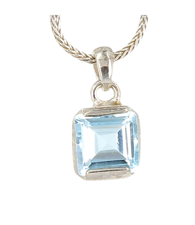 Luma Creation Pendentif aigue-marine carré taillée cerclé Ag925