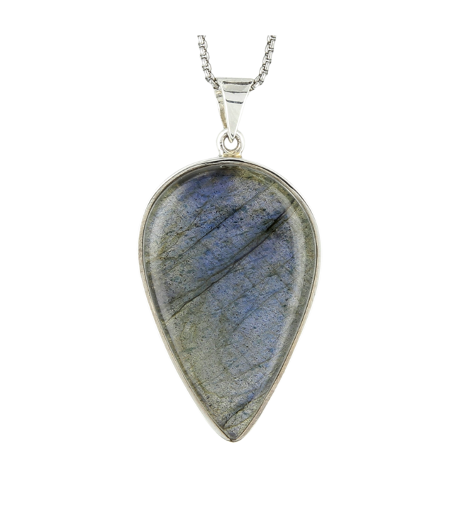 Luma Creation Pendentif labradorite spectrolite goutte inv cerclé Ag925