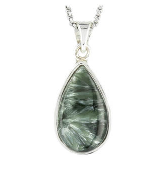 Luma Creation Pendentif séraphinite goutte cerclé Ag925