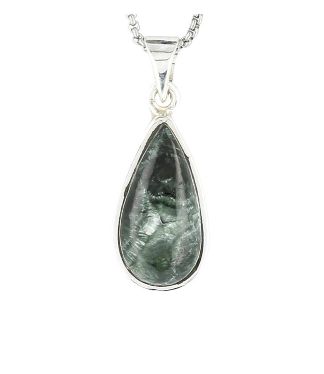 Luma Creation Pendentif séraphinite goutte cerclé Ag925