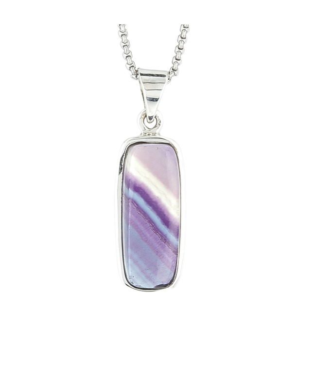 Luma Creation Pendentif fluorite rectangle cerclé Ag925