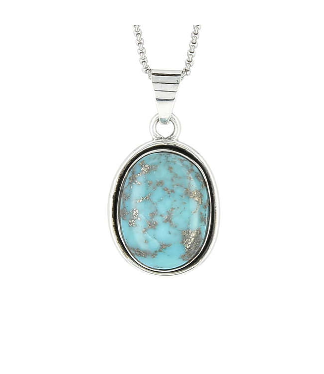 Luma Creation Pendentif turquoise ovale indy cerclé Ag925