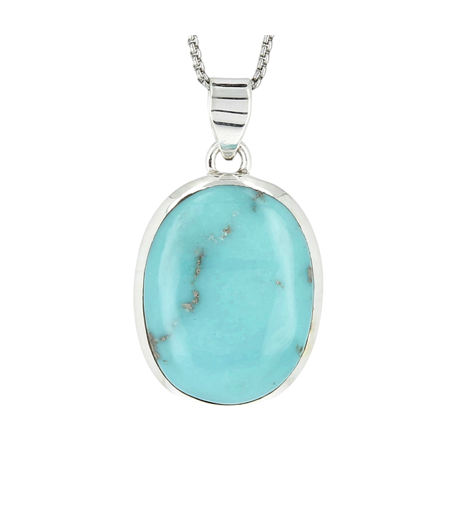 Luma Creation Pendentif turquoise ovale indy cerclé Ag925