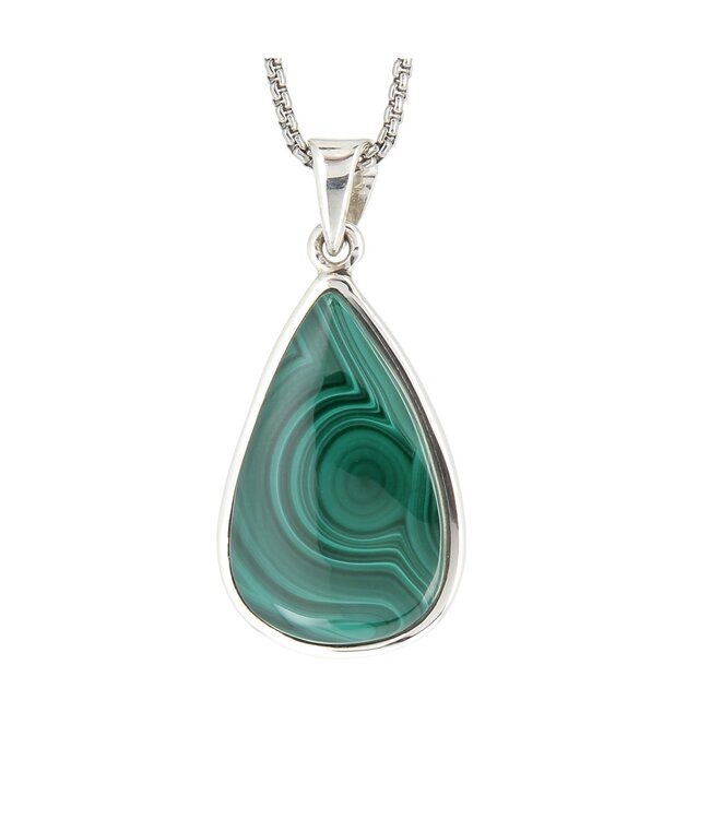 Luma Creation Pendentif malachite goutte cerclé Ag925