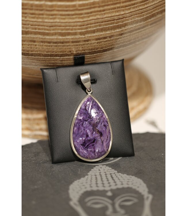 Luma Creation Pendentif charoïte goutte cerclé Ag925