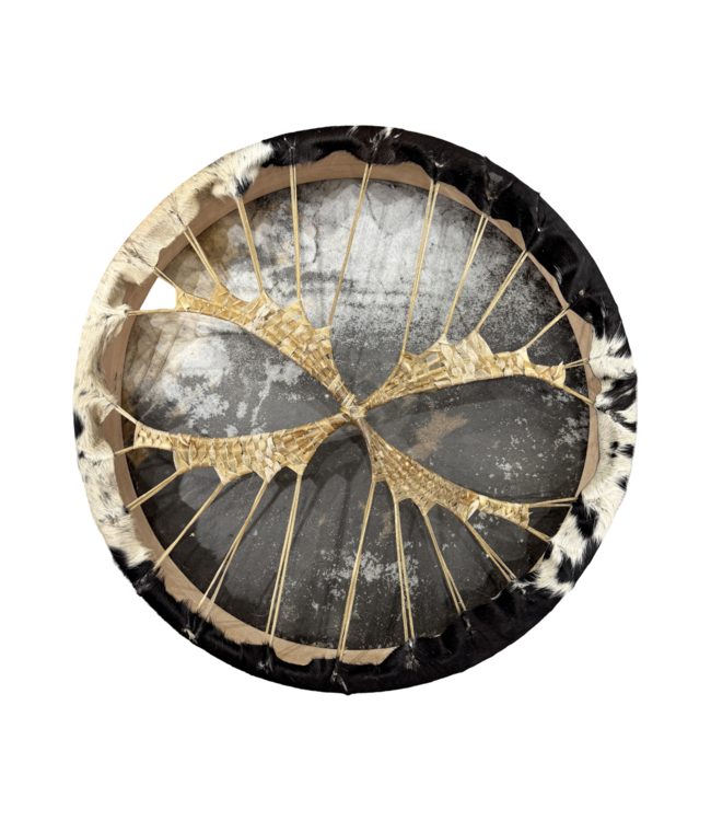 Luma Creation Tambour chamanique vache brune avec tâches blanches - 45 cm, Saule