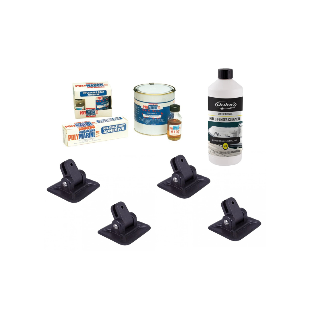 Stappenplan/Uitleg voor vastlijmen van kunststof bevestigingsplaten op een rubberboot voor het monteren van een biminitop