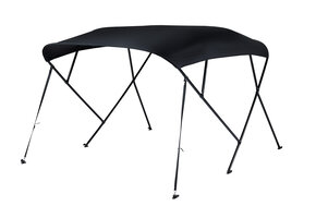NALUX Bimini-Top mit 4 Bügeln, schwarzem Gestell – Höhe 137 cm – Breite 155–169 cm