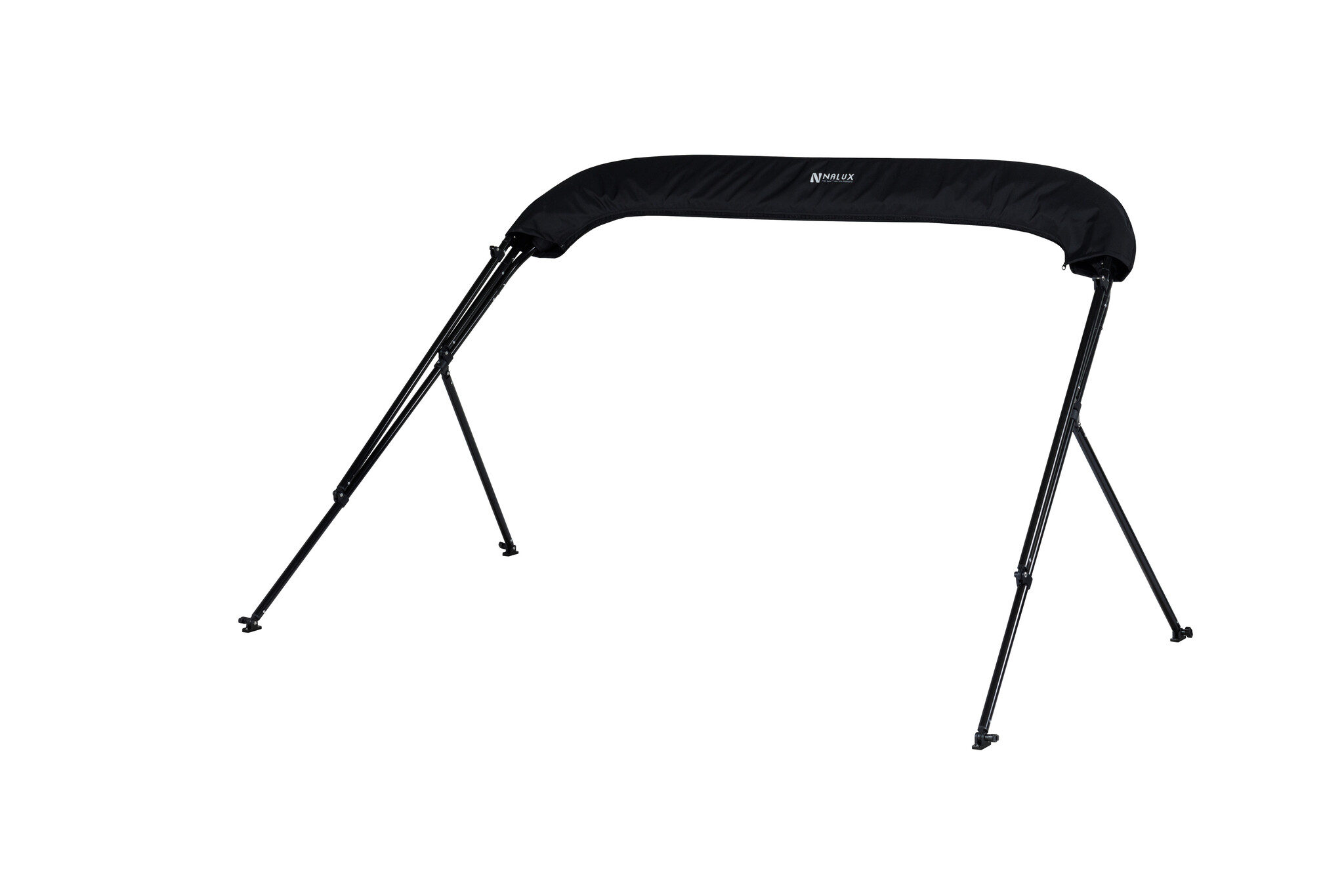 NALUX Bimini-Top mit 4 Bügeln, schwarzem Gestell – Höhe 117 cm – Breite 170–182 cm