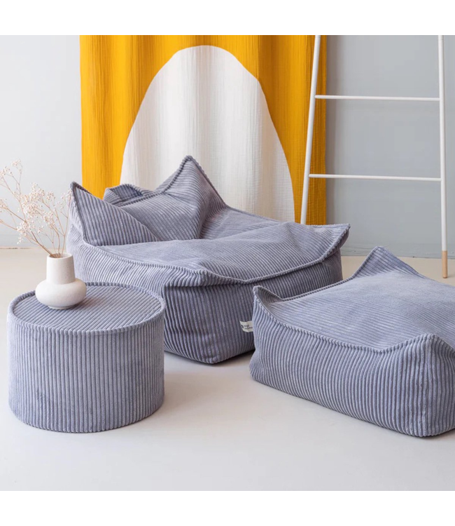 Zitzak van zachte corduroy stof – kleur Blueberry blue