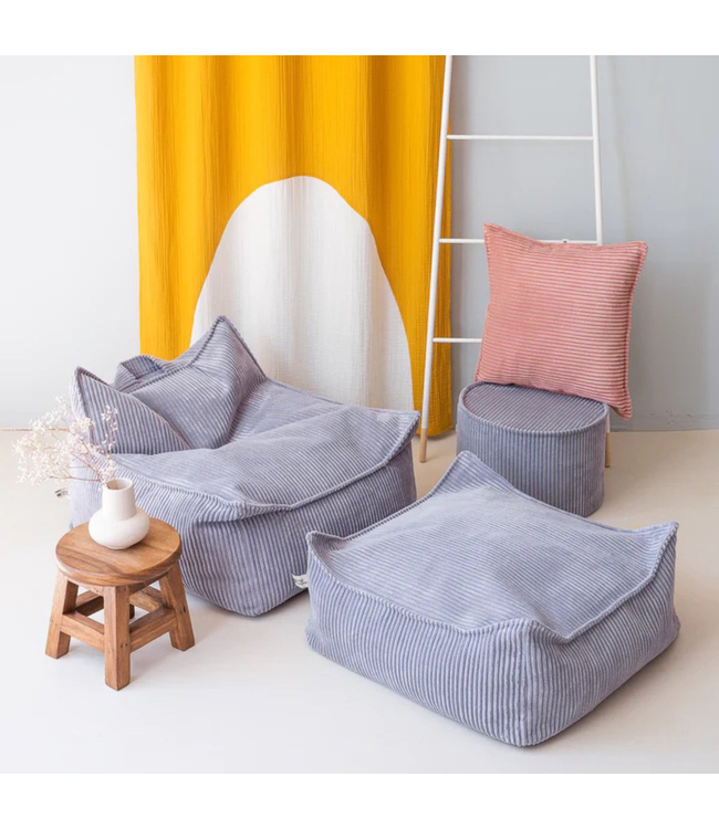 Zitzak van zachte corduroy stof – kleur Blueberry blue