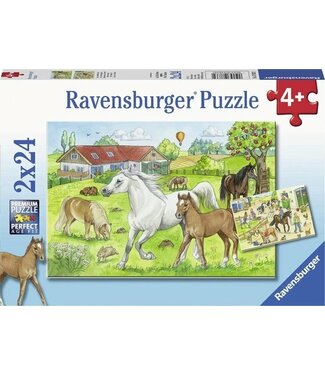 Ravensburger puzzel Op de manege - 2x24 stukjes