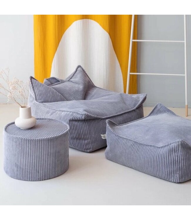 Zitzak van zachte corduroy stof – kleur Blueberry blue
