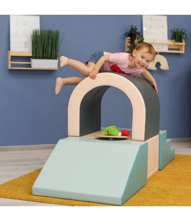 Pastelkleurige foam tunnelset voor fantasierijk en actief spelplezier