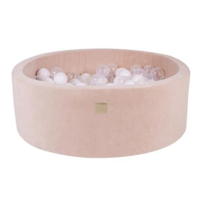 Angel ball pit 250 balls – beige velvet, including white, pearl white and transparent balls