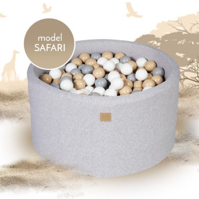 Safari ball pit 250 balls – grey cotton, including grey, beige and white balls