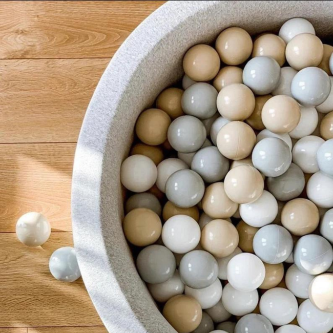 Safari ballenbak rond met 250 ballen – neutrale tinten