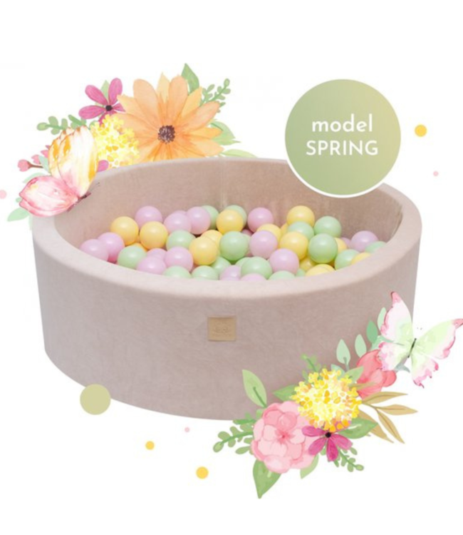 Lente ballenbak 90x30 cm – velvet met 250 pastel ballen