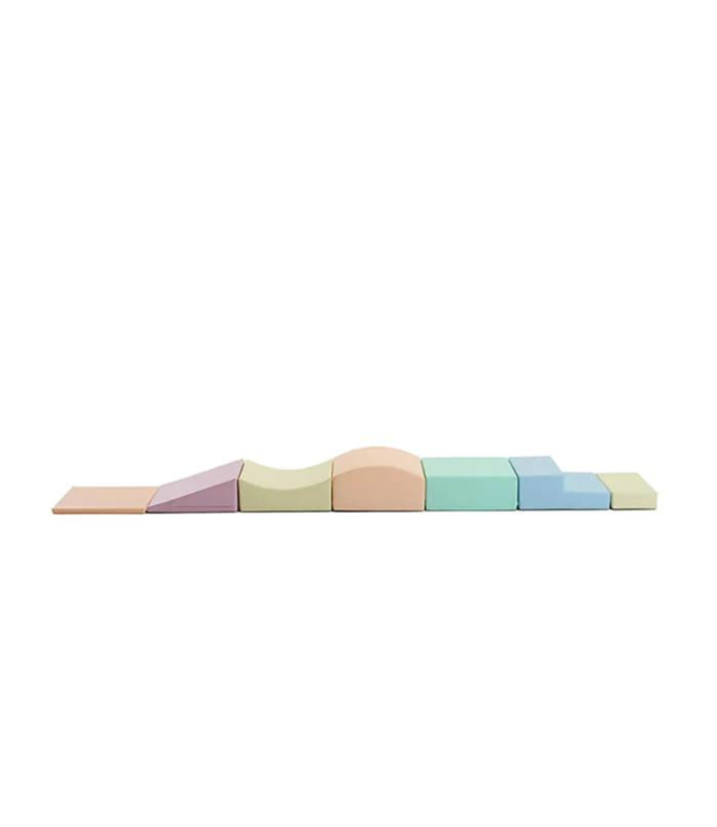 Foam speelblokken Little Crawler – 7-delige set in zachte pastelkleuren voor kruipende ontdekkers