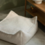 Quadratischer Sitzsack Ottoman aus weichem Teddystoff – Farbe Cream White