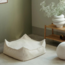 Quadratischer Sitzsack Ottoman aus weichem Teddystoff – Farbe Cream White