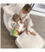 Vierkante zitzak Ottoman van zachte teddy stof – kleur Cream white