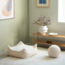 Quadratischer Sitzsack Ottoman aus weichem Teddystoff – Farbe Cream White