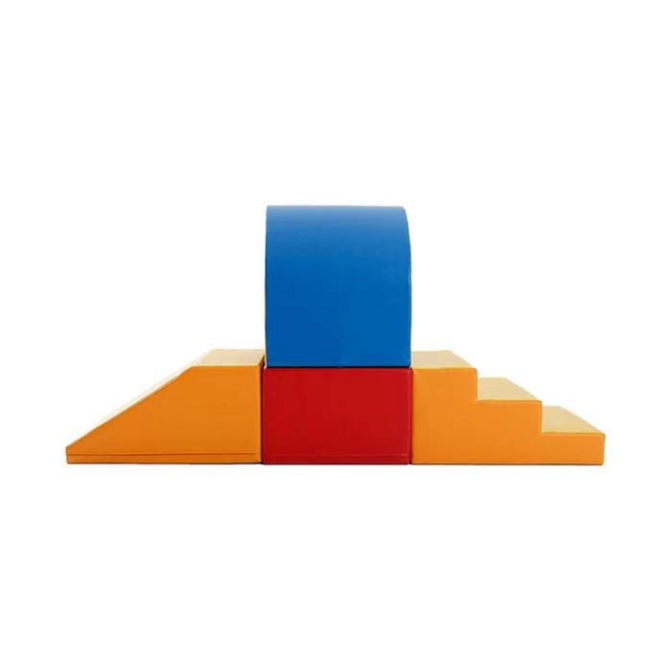 Foam blokken tunnel set in primaire kleuren – actief en fantasierijk speelplezier