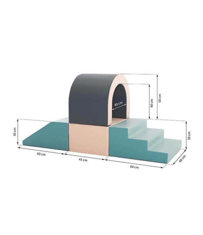 Pastelkleurige foam tunnelset voor fantasierijk en actief spelplezier