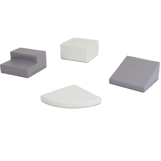Foam blocks set Corner Crawler in grey-white for climbing, crawling & exploring