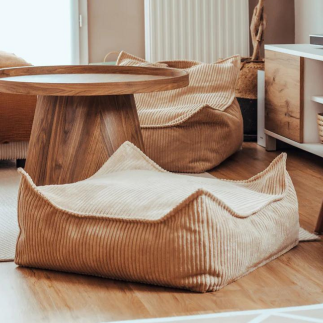 Sitzsack Ottoman aus weichem Cordstoff – Farbe Brown Sugar