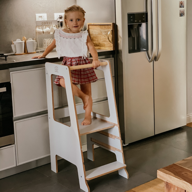 Scandi learning tower – modern and safe for young children