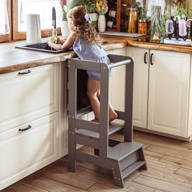 Learning tower with chalkboard – multifunctional and safe for children