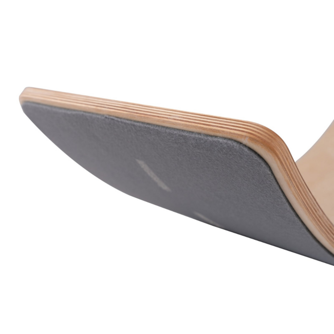 Wooden balance board in natural wood with road markings for play and motor skills