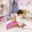 Wooden balance board in natural wood with felt – pink for play and motor skills