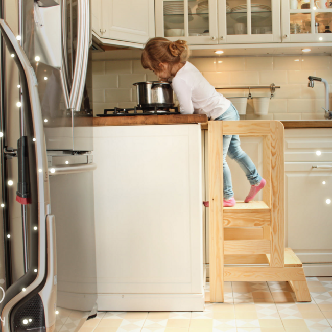 Leertoren van hout – veilig en stabiel voor jonge kinderen