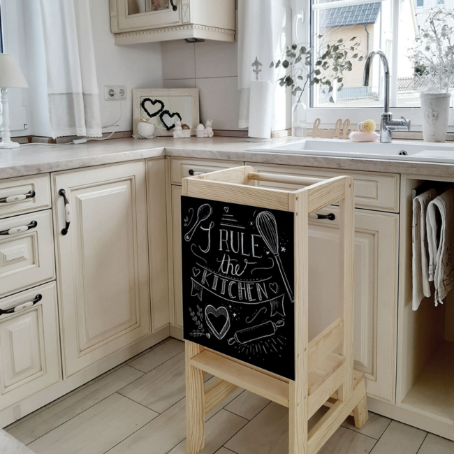 Learning tower with chalkboard – multifunctional and safe for children