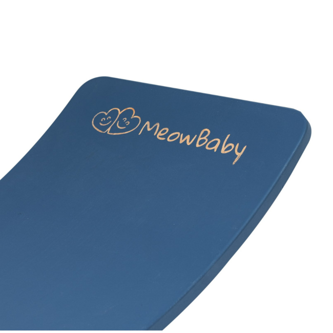 Wooden balance board with felt in blue for play and motor skills