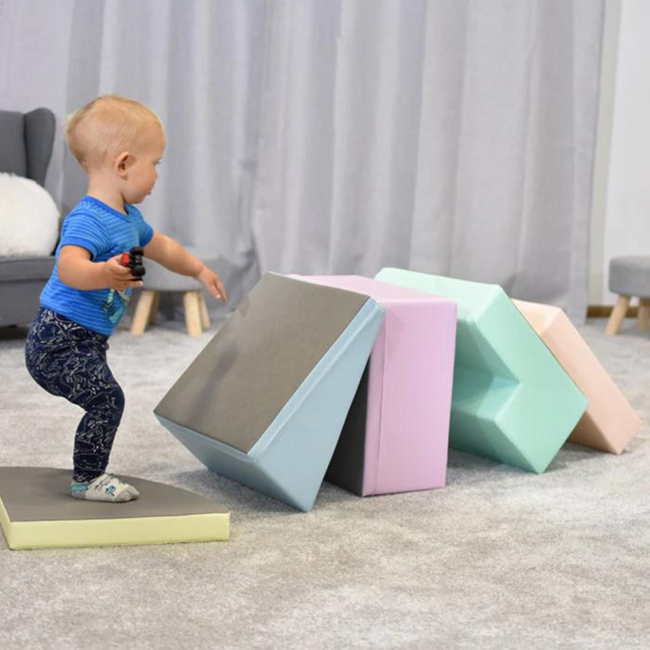Foam block set Corner in soft pastel colours – build, play & explore