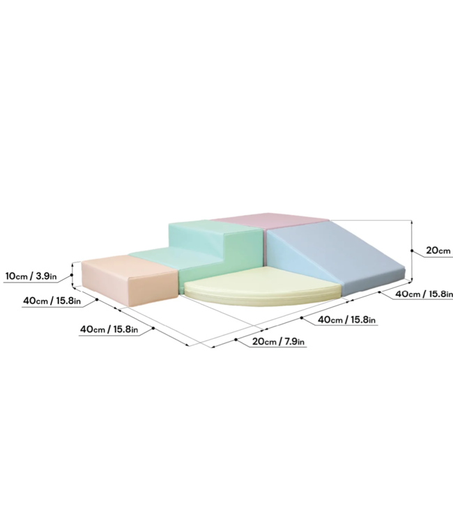 Foam blokken set corner pastel kleuren – zachte en kleurrijke blokken voor creatief spel en motorische ontwikkeling