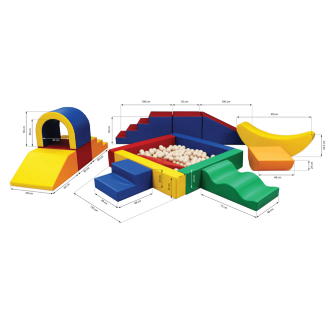 Foam blokken party set XXL in primaire kleuren – ideaal voor binnen- en buitenspeelplezier