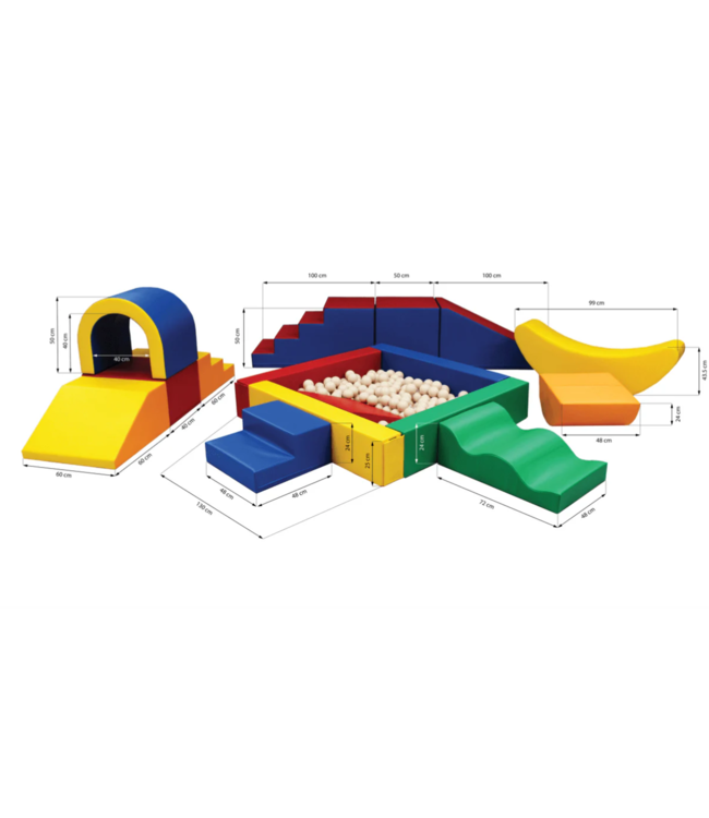 Foam blokken party set XXL in primaire kleuren – ideaal voor binnen- en buitenspeelplezier