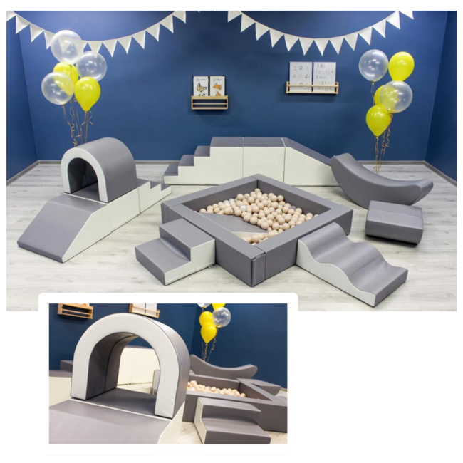 Foam blokken party set XXL in grijs-wit – stijlvol en tijdloos speelplezier voor kinderen